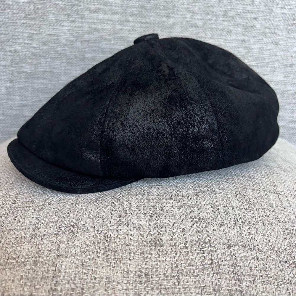 Classic Stetson Weathered Leather Newsboy Cap